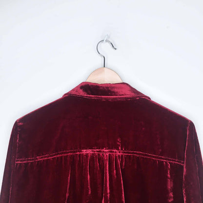 Maeve Anthropologie red velvet button down shirt - size 8
