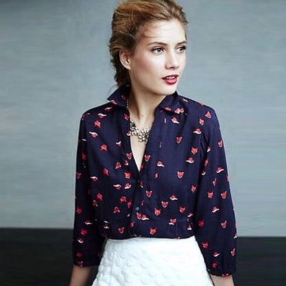 Maeve Woodland Walk Fox Blouse - size 4