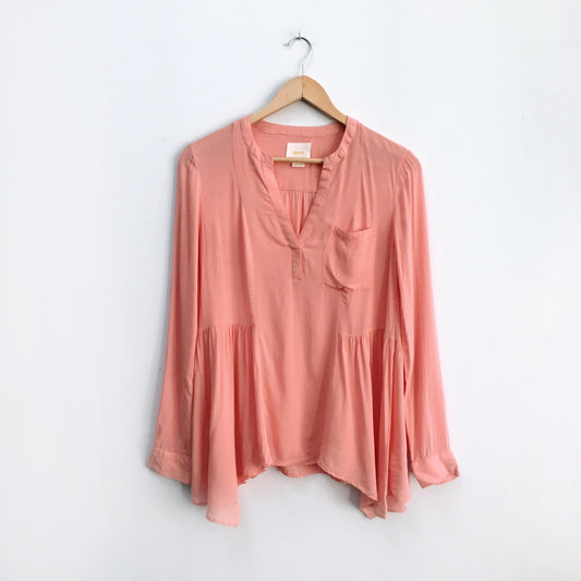 Maeve Peach Laiken Henley Blouse - size 4