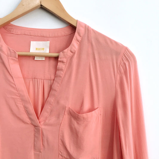 Maeve Peach Laiken Henley Blouse - size 4