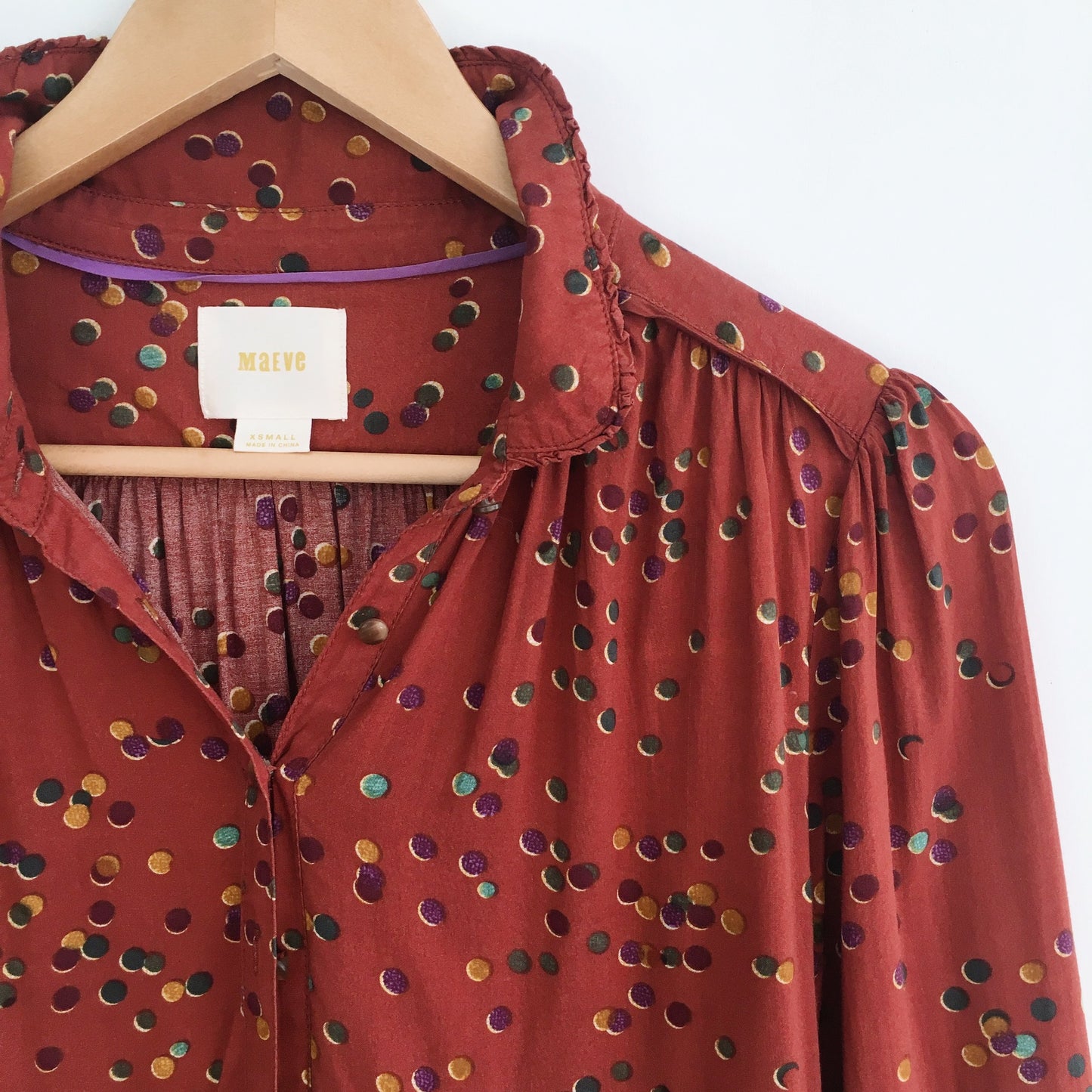 Maeve Blouse with colourful dots - size xs - Anthropologie