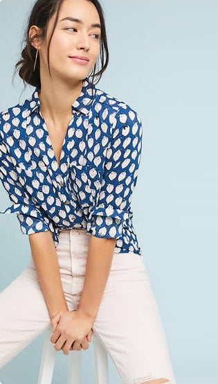 Maeve Rochelle printed buttondown blouse - size 2