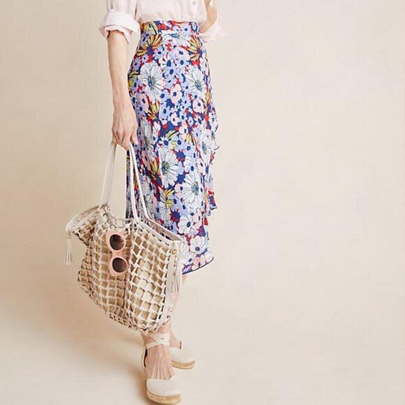 Maeve Sybil floral midi wrap skirt - size xs