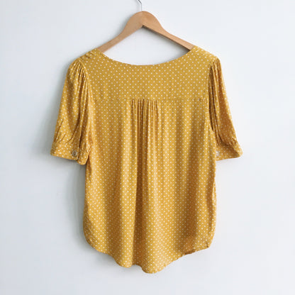 Maeve Yellow Motif Hansley Top - size 6 - Anthropologie