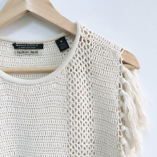 Maison Scotch fringe crochet poncho - size Small