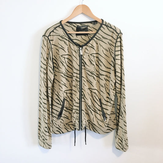 Maison Scotch Zebra-esque Zip-up with Faux Leather Trim - size 2