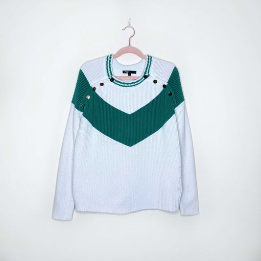 maje marina chevron cotton-wool knit sweater - size 2