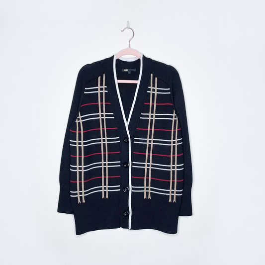 maje mada noir plaid windowpane cardigan - size 1