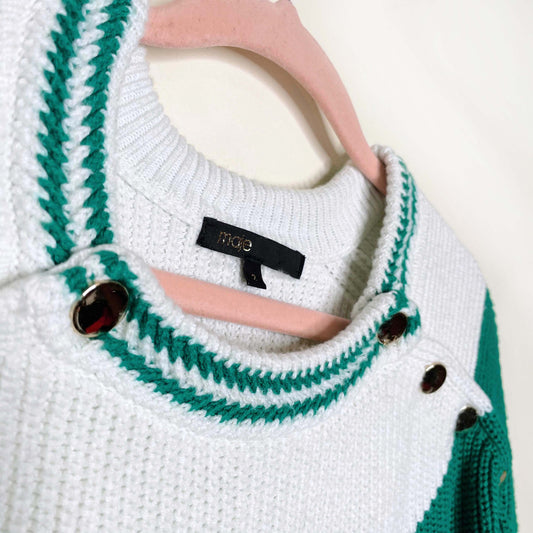 maje marina chevron cotton-wool knit sweater - size 2