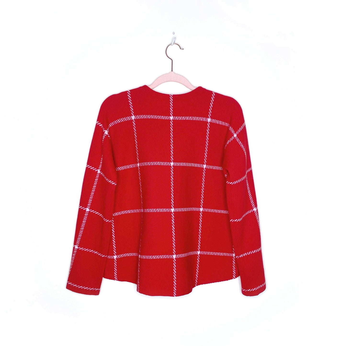 maje red windowpane plaid wool-blend sweater - size 2