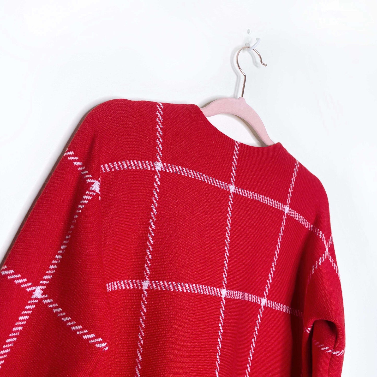 maje red windowpane plaid wool-blend sweater - size 2