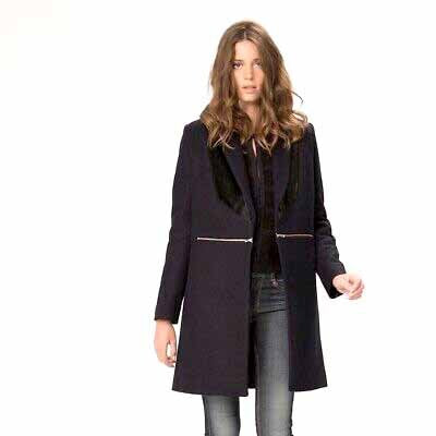 nwt maje galbe wool-cashmere mid-length coat - size 40