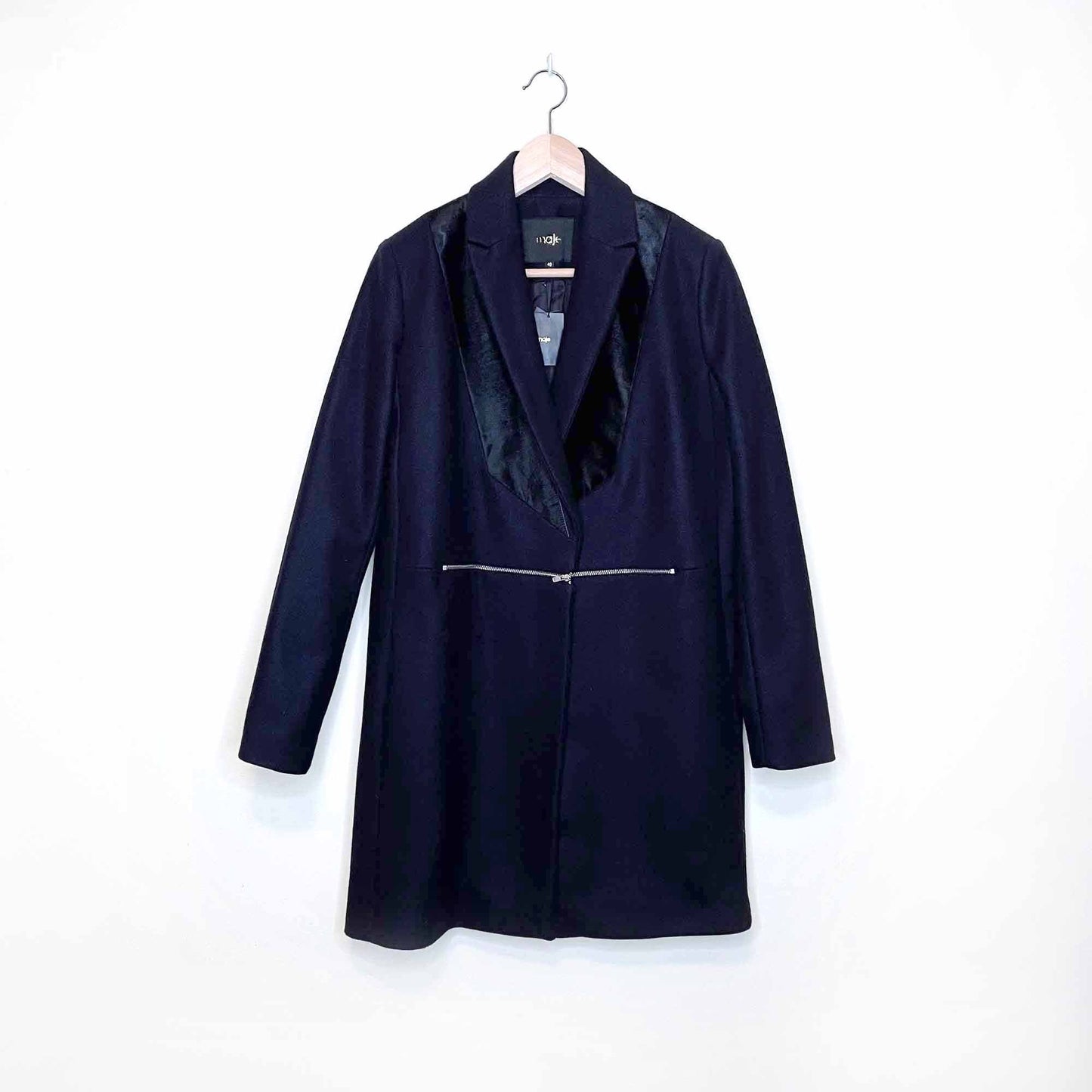 nwt maje galbe wool-cashmere mid-length coat - size 40