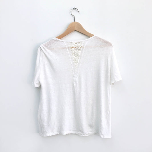 Maje Paris linen tee with lace inset - size 2