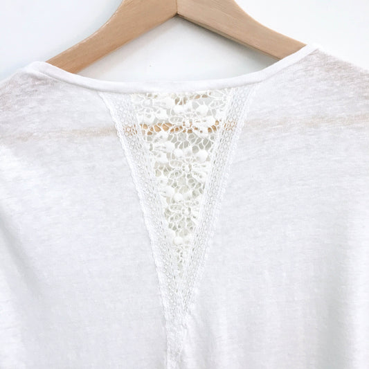 Maje Paris linen tee with lace inset - size 2
