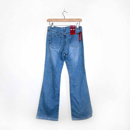 nwt deadstock manager jeans low rise hipster exposed zip flare - size 27