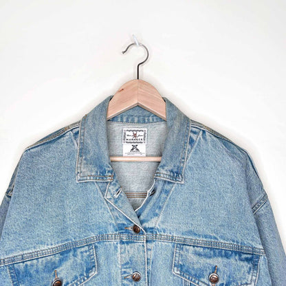 vintage manager cropped denim jean jacket - size medium