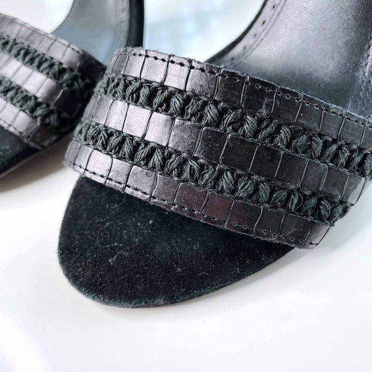 nwot mango boho tassel braided ankle strap heels - size 37