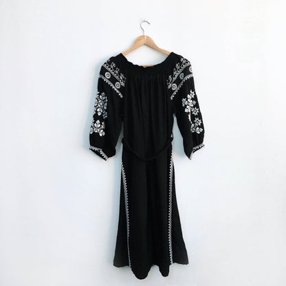 Mango Boho embroidered midi dress - size Medium - NWT