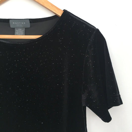 Mantles velvet sparkle holiday tee - size medium