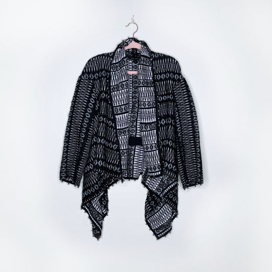 marc jacobs open waterfall woven jacket with silver ball trim - size 4