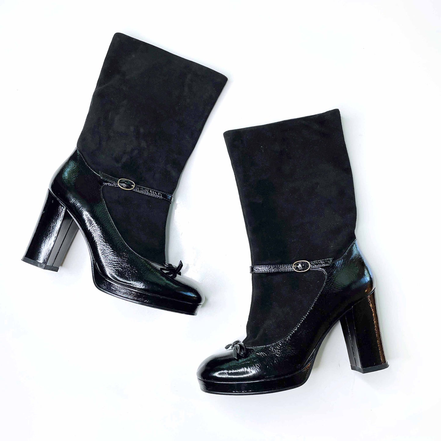 marc by marc jacobs black mary jane tall heeled boots - size 37