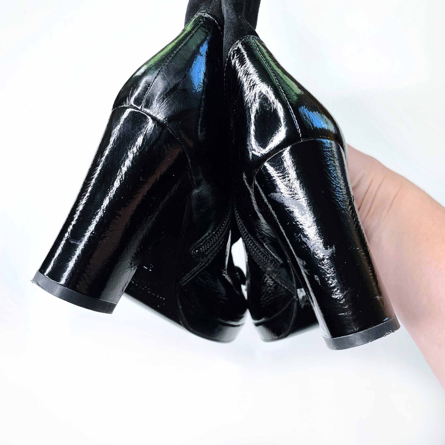 marc by marc jacobs black mary jane tall heeled boots - size 37