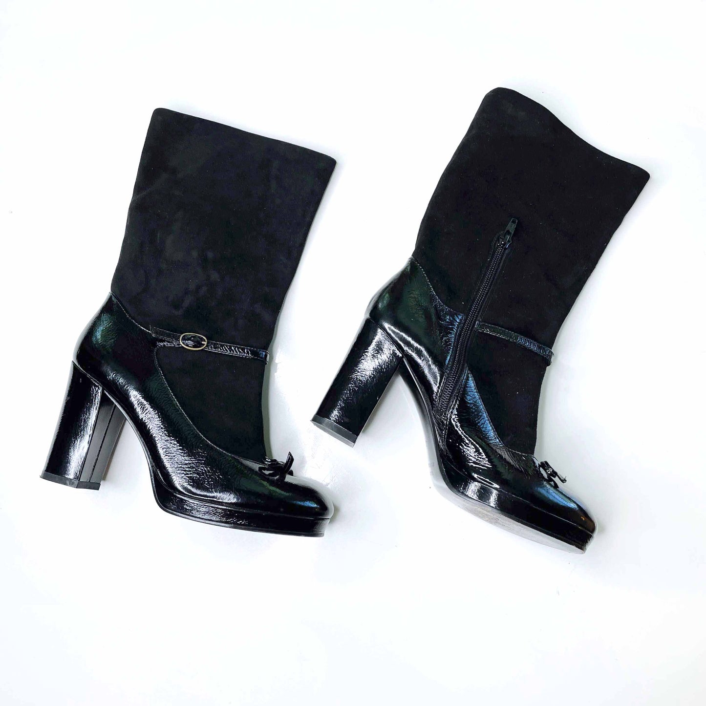 marc by marc jacobs black mary jane tall heeled boots - size 37