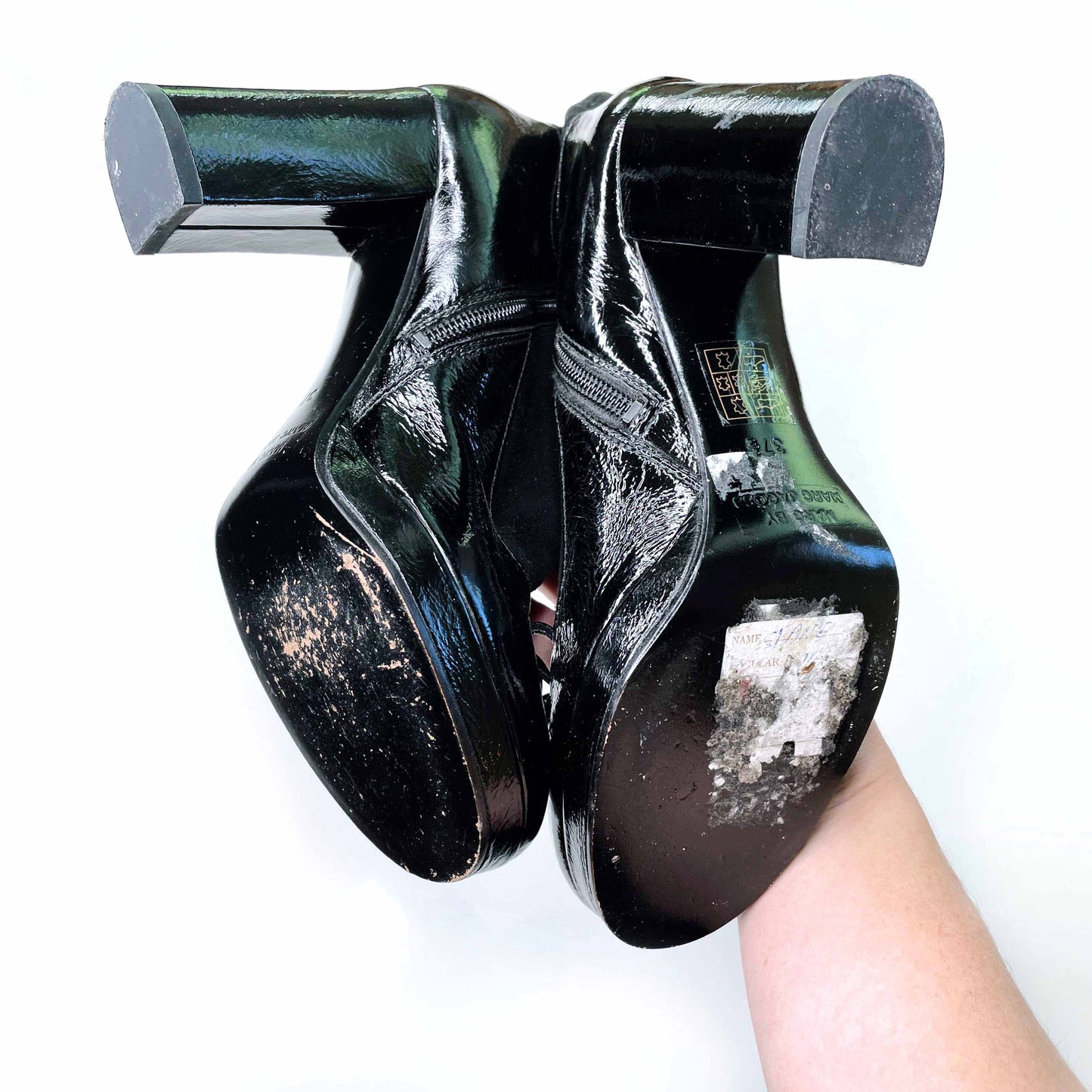 marc by marc jacobs black mary jane tall heeled boots - size 37