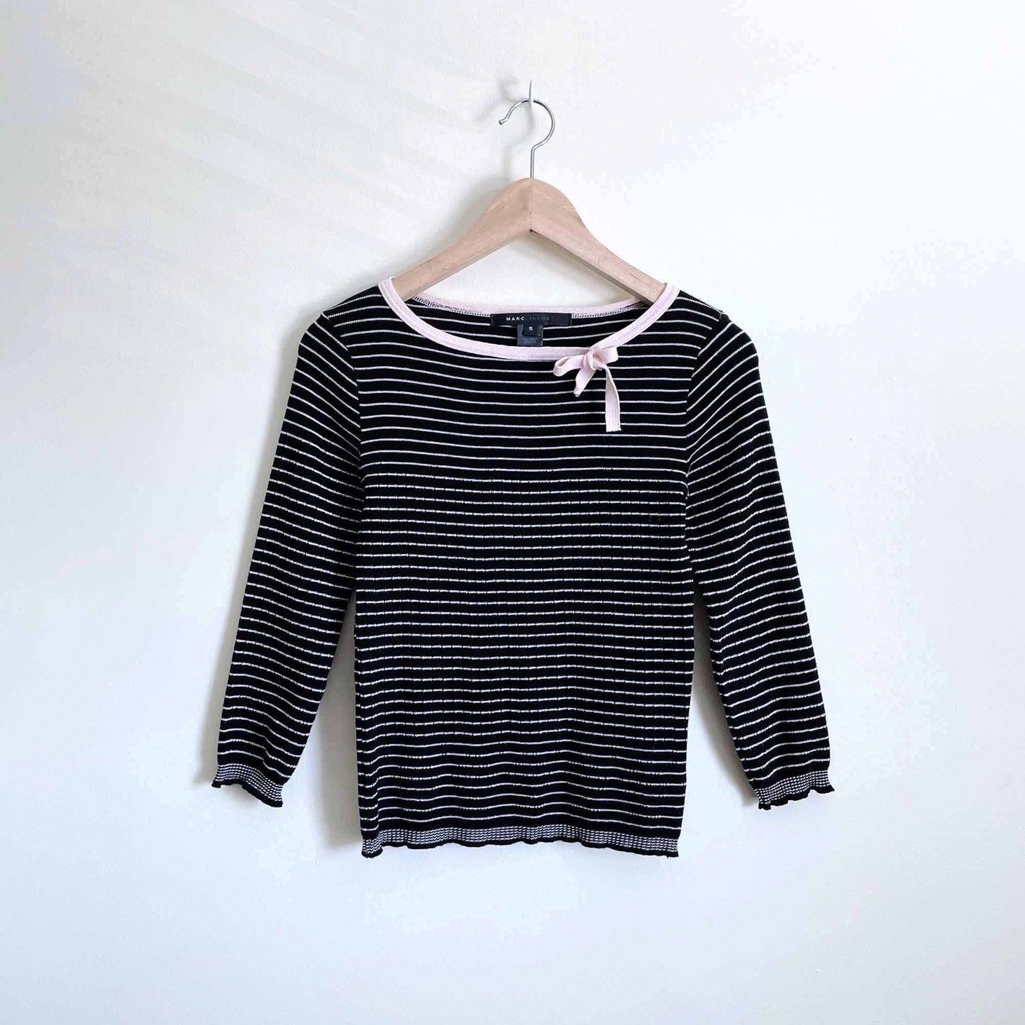 Marc Jacobs striped knit sweater with bow neckline - size Small