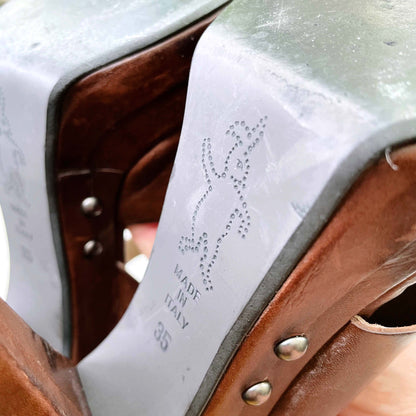 marni brown leather strappy heels - size 35