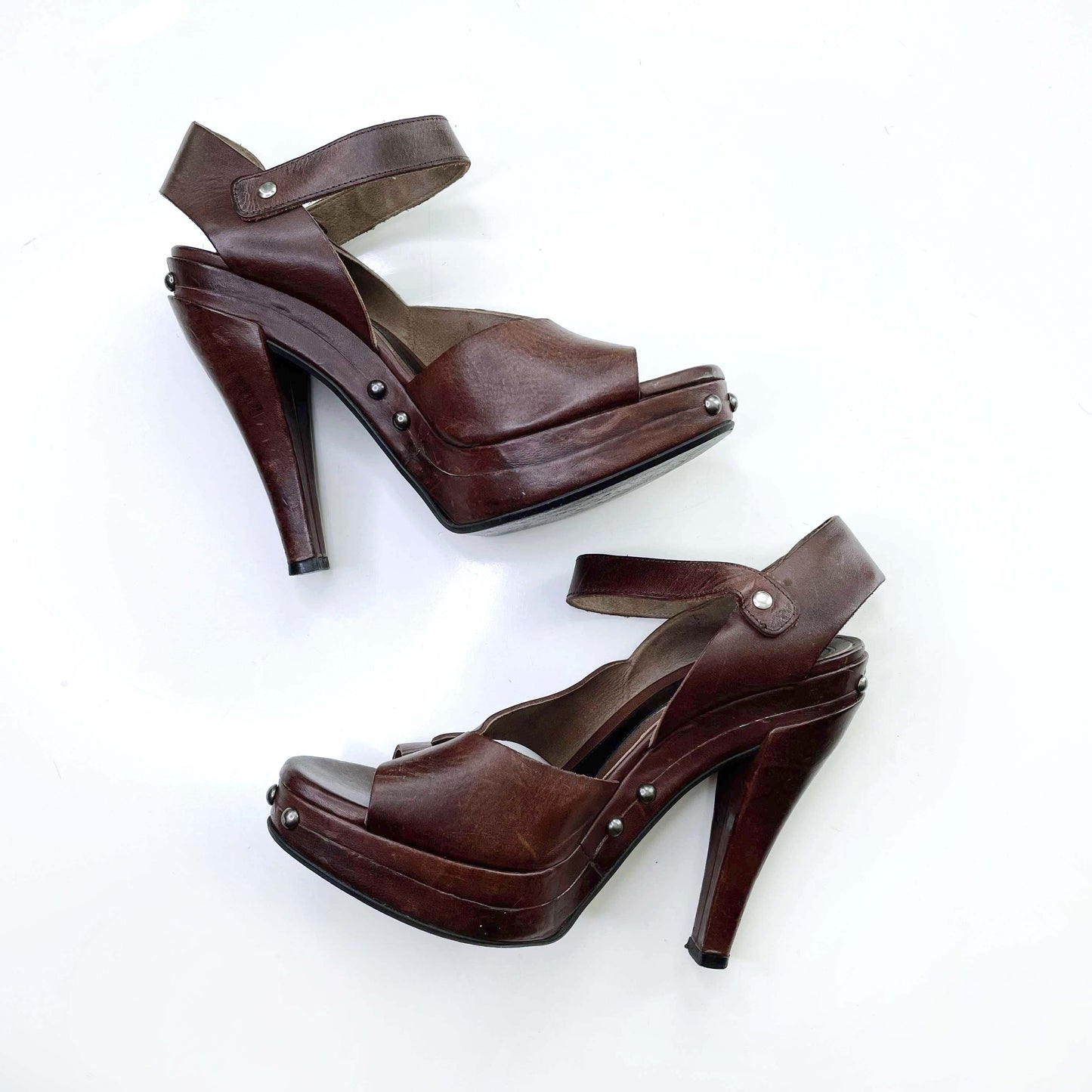 marni brown leather strappy heels - size 35