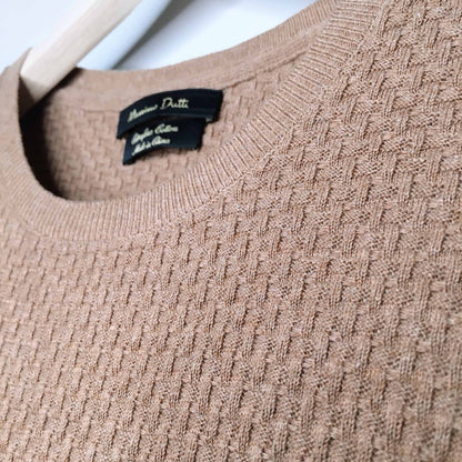 Massimo Dutti short sleeve camel knit sweater - size Medium