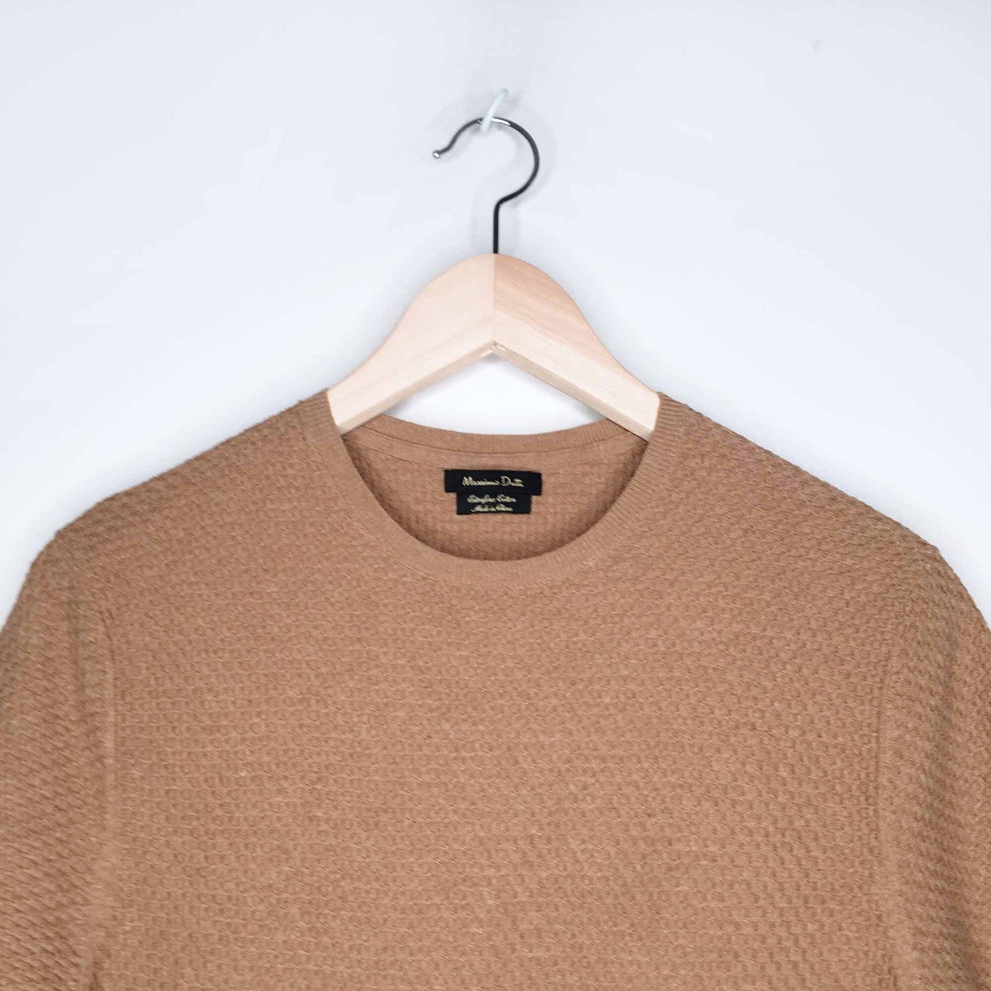 Massimo Dutti short sleeve camel knit sweater - size Medium