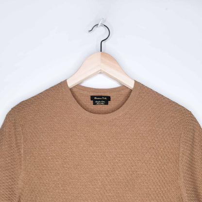 Massimo Dutti short sleeve camel knit sweater - size Medium