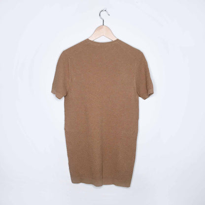 Massimo Dutti short sleeve camel knit sweater - size Medium
