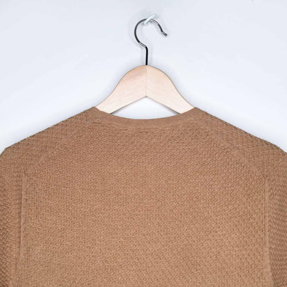 Massimo Dutti short sleeve camel knit sweater - size Medium