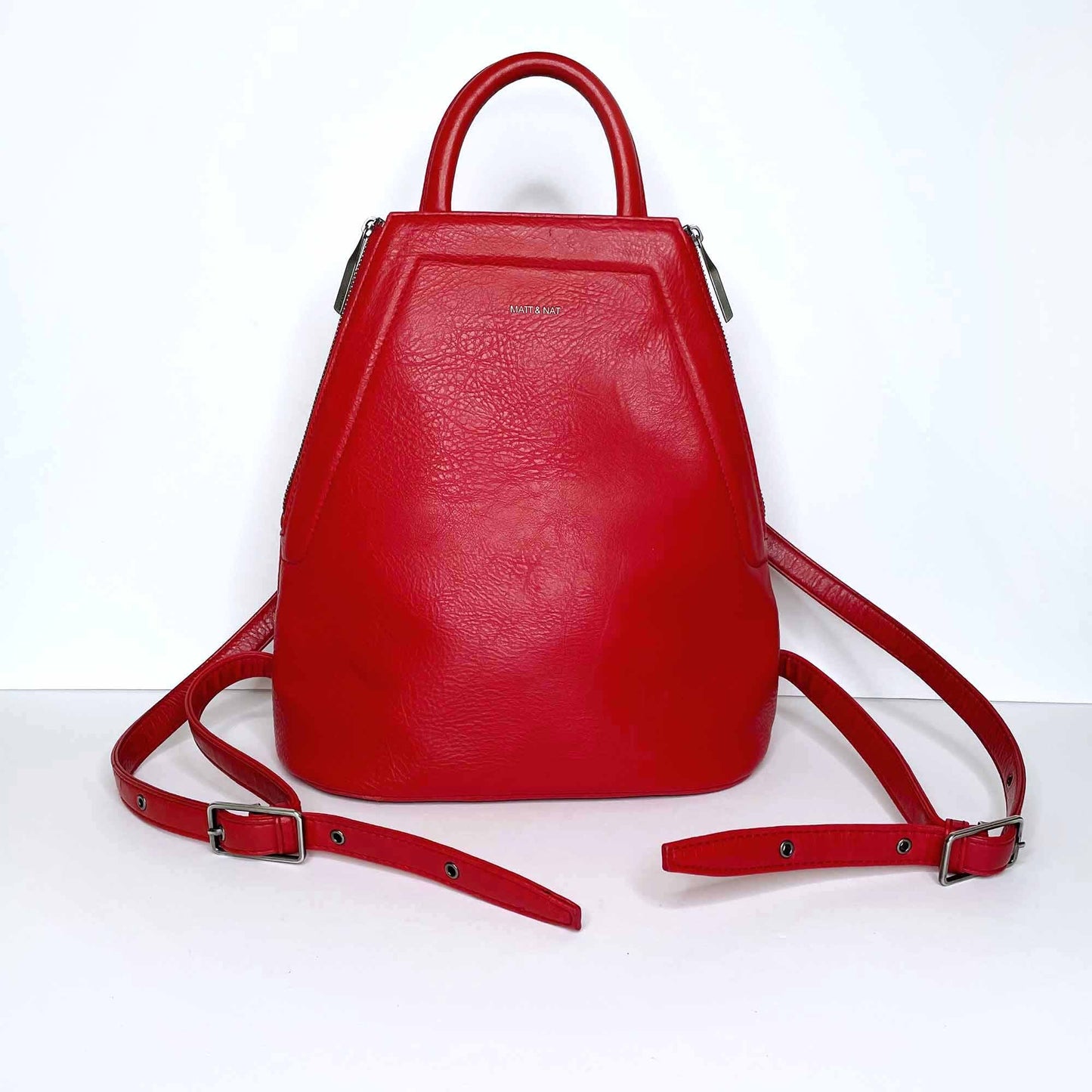 matt n nat vegan leather chanda red backpack