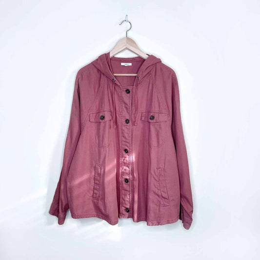 maurices lightweight spring twill hooded button down jacket - size 4