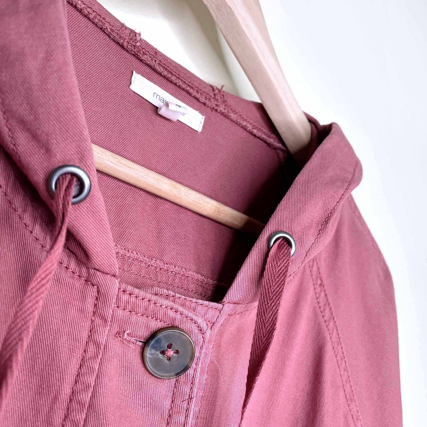 maurices lightweight spring twill hooded button down jacket - size 4