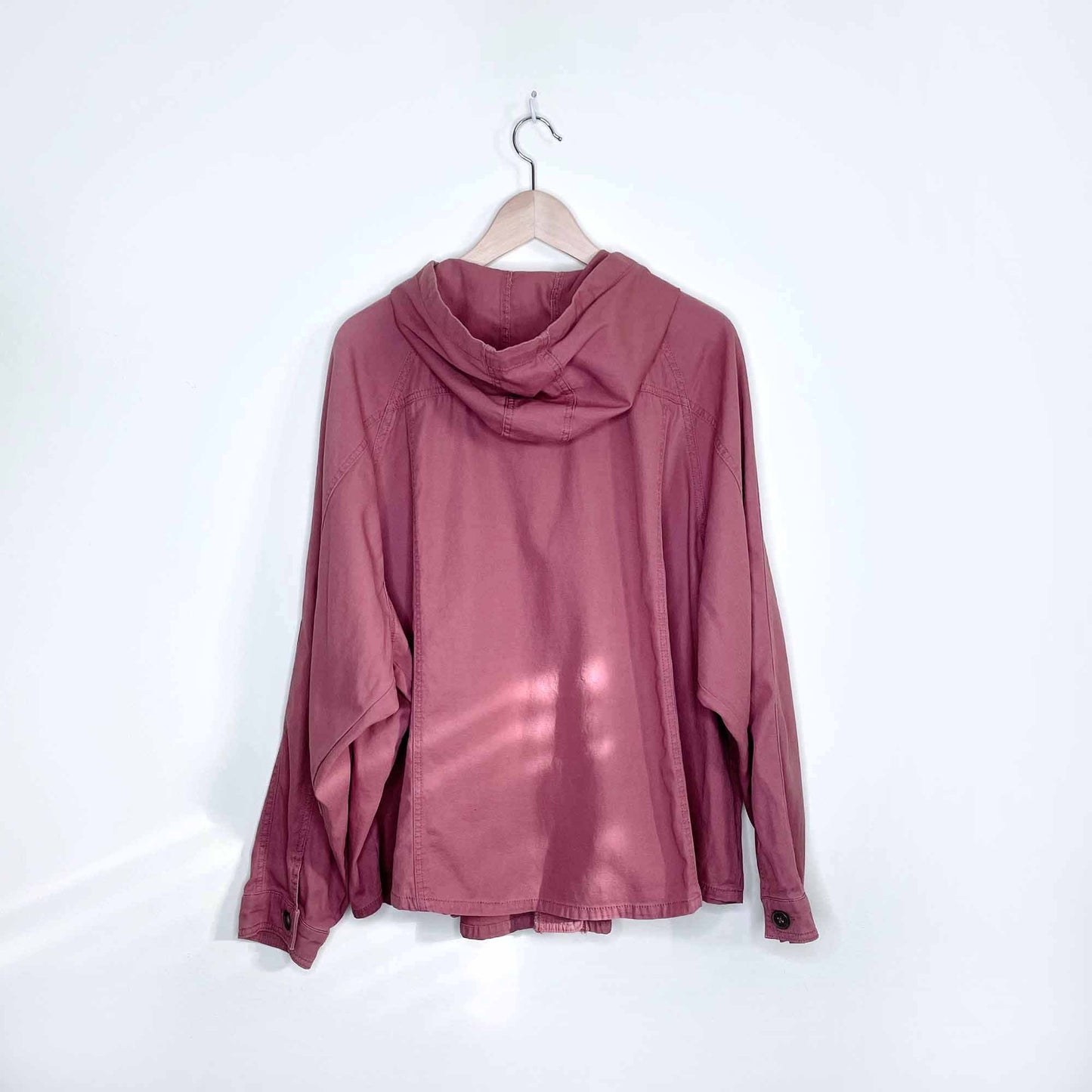 maurices lightweight spring twill hooded button down jacket - size 4