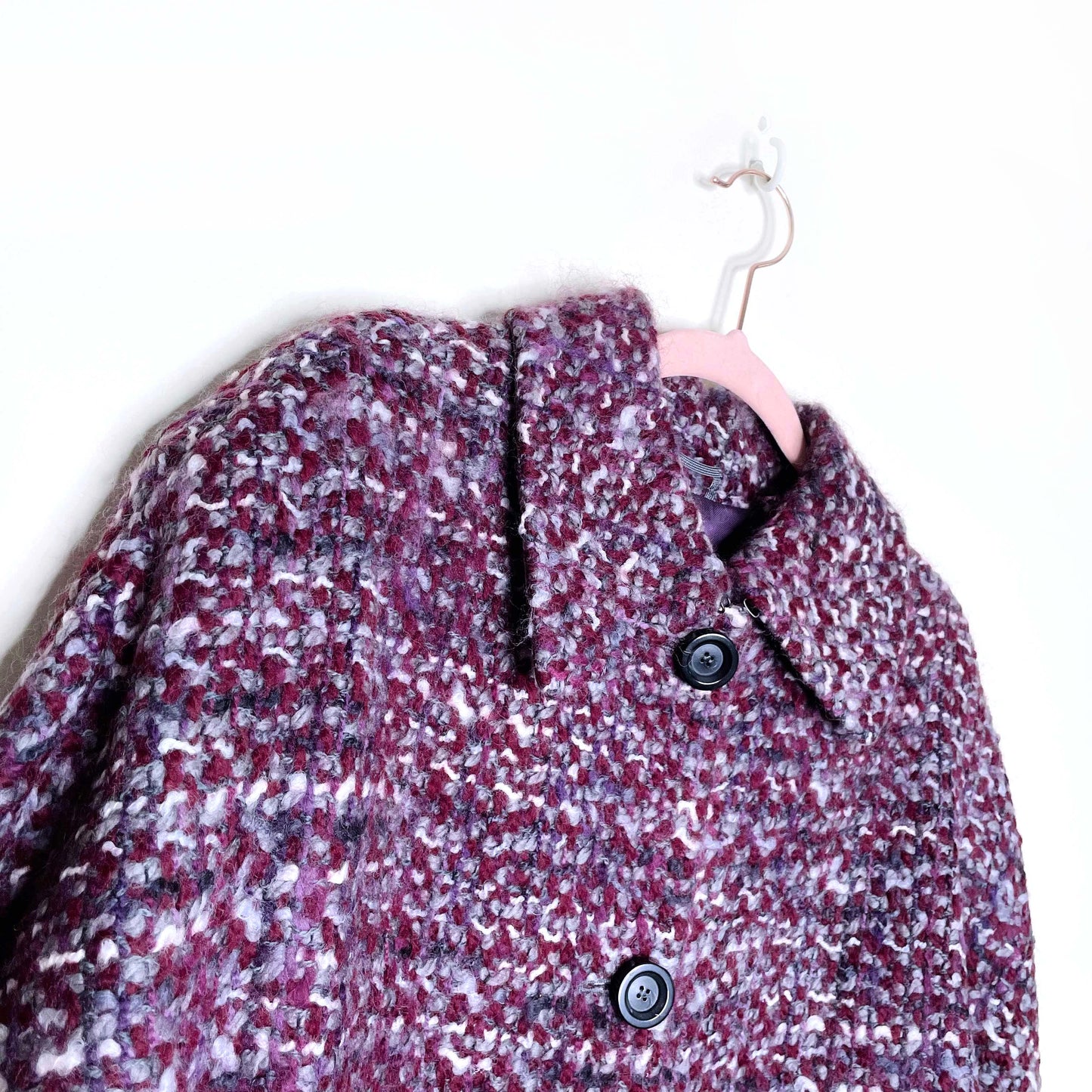 max mara boucle wool tweed box pleated cropped jacket - size 12