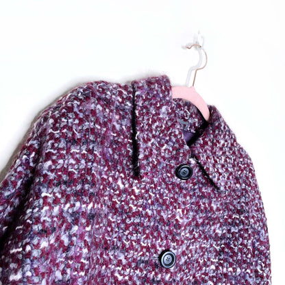 max mara boucle wool tweed box pleated cropped jacket - size 12