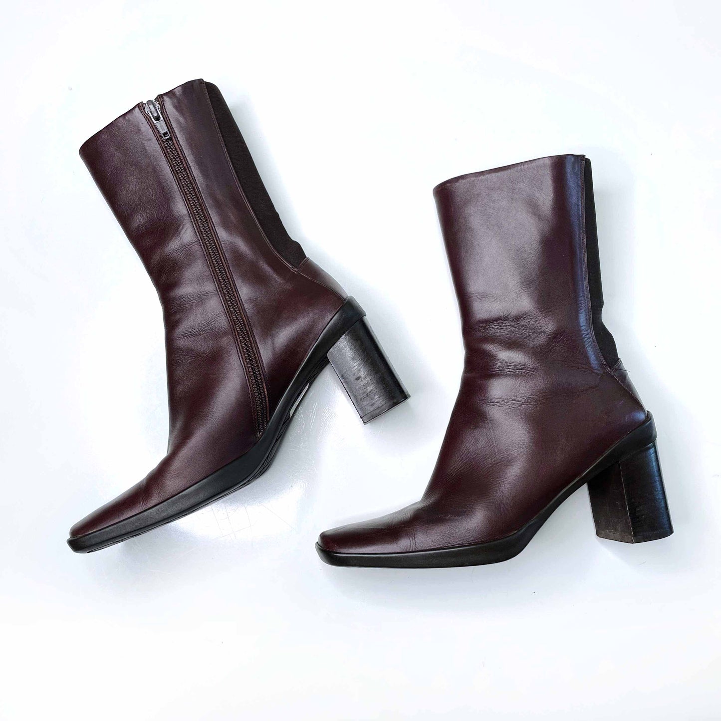 max mara leather square toe heeled boot - size 37