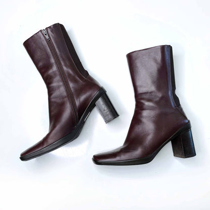 max mara leather square toe heeled boot - size 37