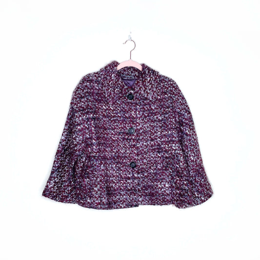 max mara boucle wool tweed box pleated cropped jacket - size 12