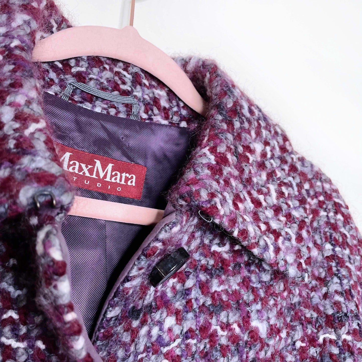 max mara boucle wool tweed box pleated cropped jacket - size 12