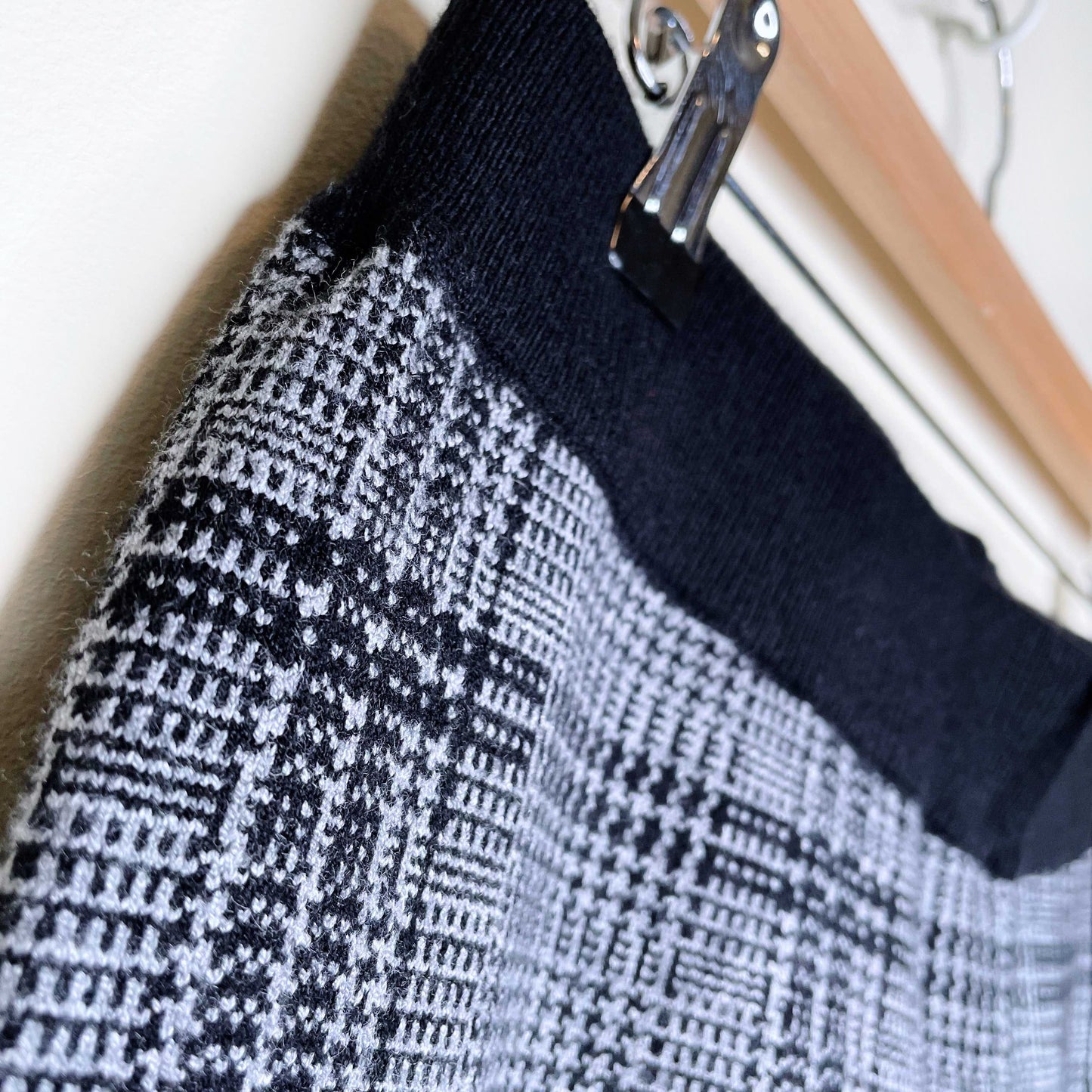 nwt max studio houndstooth plaid knit wide leg pants - size medium