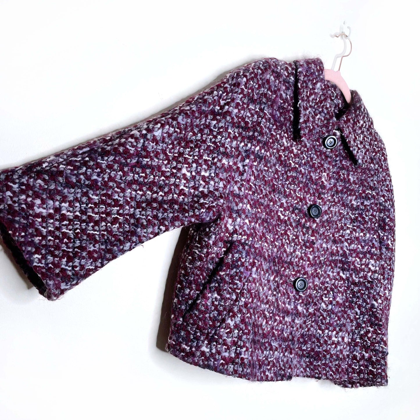 max mara boucle wool tweed box pleated cropped jacket - size 12