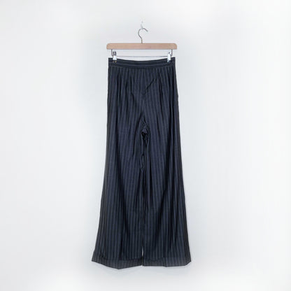 max mara grey wool-silk pinstripe wide leg trouser - size 6